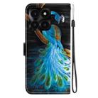 For Honor X6a Crystal Texture Colored Drawing Leather Phone Case(Peacock) - 3