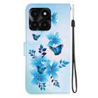 For Honor X6a Crystal Texture Colored Drawing Leather Phone Case(Blue Butterflies) - 3