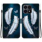 For Honor X8a Crystal Texture Colored Drawing Leather Phone Case(White Butterfly Feathers) - 1