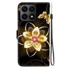 For Honor X8a Crystal Texture Colored Drawing Leather Phone Case(Gold Flower) - 3