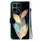 For Honor X8a Crystal Texture Colored Drawing Leather Phone Case(Colored Leaves) - 3