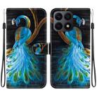 For Honor X8a Crystal Texture Colored Drawing Leather Phone Case(Peacock) - 1