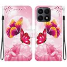 For Honor X8a Crystal Texture Colored Drawing Leather Phone Case(Pink Butterflies) - 1