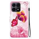 For Honor X8a Crystal Texture Colored Drawing Leather Phone Case(Pink Butterflies) - 3