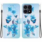 For Honor X8a Crystal Texture Colored Drawing Leather Phone Case(Blue Butterflies) - 1