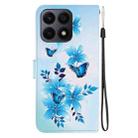 For Honor X8a Crystal Texture Colored Drawing Leather Phone Case(Blue Butterflies) - 3