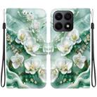 For Honor X8a Crystal Texture Colored Drawing Leather Phone Case(Jade Flowers) - 1