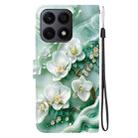 For Honor X8a Crystal Texture Colored Drawing Leather Phone Case(Jade Flowers) - 3