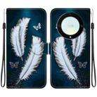 For Honor X9a Crystal Texture Colored Drawing Leather Phone Case(White Butterfly Feathers) - 1