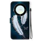 For Honor X9a Crystal Texture Colored Drawing Leather Phone Case(White Butterfly Feathers) - 3