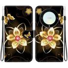 For Honor X9a Crystal Texture Colored Drawing Leather Phone Case(Gold Flower) - 1