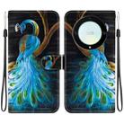 For Honor X9a Crystal Texture Colored Drawing Leather Phone Case(Peacock) - 1