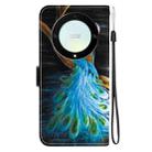 For Honor X9a Crystal Texture Colored Drawing Leather Phone Case(Peacock) - 3