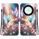 For Honor X9a Crystal Texture Colored Drawing Leather Phone Case(Butterfly Love Flower) - 1