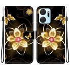 For Honor X7a Crystal Texture Colored Drawing Leather Phone Case(Gold Flower) - 1