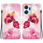 For Honor X7a Crystal Texture Colored Drawing Leather Phone Case(Pink Butterflies) - 1