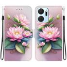 For Honor X7a Crystal Texture Colored Drawing Leather Phone Case(Lotus) - 1