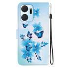 For Honor X7a Crystal Texture Colored Drawing Leather Phone Case(Blue Butterflies) - 3