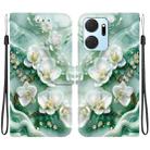 For Honor X7a Crystal Texture Colored Drawing Leather Phone Case(Jade Flowers) - 1