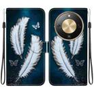 For Honor X70 5G Crystal Texture Colored Drawing Leather Phone Case(White Butterfly Feathers) - 1
