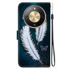 For Honor X70 5G Crystal Texture Colored Drawing Leather Phone Case(White Butterfly Feathers) - 3