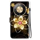 For Honor X70 5G Crystal Texture Colored Drawing Leather Phone Case(Gold Flower) - 3