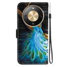 For Honor X70 5G Crystal Texture Colored Drawing Leather Phone Case(Peacock) - 3