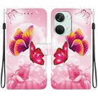 For OnePlus Ace 2V 5G / Nord 3 Crystal Texture Colored Drawing Leather Phone Case(Pink Butterflies) - 1