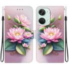 For OnePlus Ace 2V 5G / Nord 3 Crystal Texture Colored Drawing Leather Phone Case(Lotus) - 1