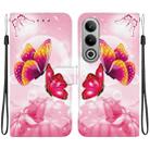 For OnePlus Nord CE4 5G Crystal Texture Colored Drawing Leather Phone Case(Pink Butterflies) - 1