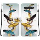 For LG K61 Crystal Texture Colored Drawing Leather Phone Case(Gold Butterfly Feathers) - 1