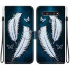 For LG K61 Crystal Texture Colored Drawing Leather Phone Case(White Butterfly Feathers) - 1