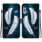 For LG Velvet  5G/ G9 4G Crystal Texture Colored Drawing Leather Phone Case(White Butterfly Feathers) - 1