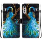 For LG Velvet  5G/ G9 4G Crystal Texture Colored Drawing Leather Phone Case(Peacock) - 1