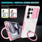 For Samsung Galaxy S25 Ultra 5G Sliding Camshield MagSafe Holder TPU Hybrid PC Phone Case(Pink White) - 2