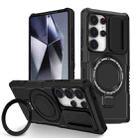 For Samsung Galaxy S25 Ultra 5G Sliding Camshield MagSafe Holder TPU Hybrid PC Phone Case(Black) - 1