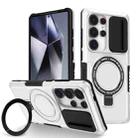 For Samsung Galaxy S25 Ultra 5G Sliding Camshield MagSafe Holder TPU Hybrid PC Phone Case(Black White) - 1