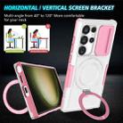 For Samsung Galaxy S24 Ultra 5G Sliding Camshield MagSafe Holder TPU Hybrid PC Phone Case(Pink White) - 2