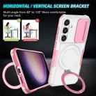 For Samsung Galaxy S24 5G Sliding Camshield MagSafe Holder TPU Hybrid PC Phone Case(Pink White) - 2