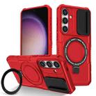 For Samsung Galaxy S24 5G Sliding Camshield MagSafe Holder TPU Hybrid PC Phone Case(Red) - 1