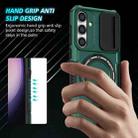 For Samsung Galaxy S24 FE 5G Sliding Camshield MagSafe Holder TPU Hybrid PC Phone Case(Deep Green) - 3