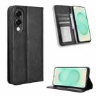 For Samsung Galaxy S25 Edge 5G Magnetic Buckle Retro Texture Leather Phone Case(Black) - 1