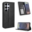 For Samsung Galaxy S25 Ultra 5G Magnetic Buckle Retro Texture Leather Phone Case(Black) - 1