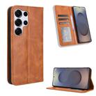 For Samsung Galaxy S25 Ultra 5G Magnetic Buckle Retro Texture Leather Phone Case(Brown) - 1
