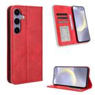 For Samsung Galaxy S25 5G Magnetic Buckle Retro Texture Leather Phone Case(Red) - 1