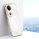 For vivo S20 XINLI Straight 6D Plating Gold Edge TPU Phone Case(White) - 1