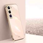 For vivo V40 Lite 5G XINLI Straight 6D Plating Gold Edge TPU Phone Case(Pink) - 1