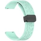 18mm Leopard Print Magnetic Folding Buckle Silicone Watch Band(Teal Blue) - 3