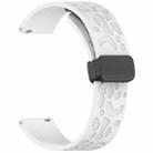 20mm Leopard Print Magnetic Folding Buckle Silicone Watch Band(White) - 3