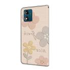 For Motorola Moto E13 Fresh Painted Leather Phone Case(Beige Flowers) - 3
